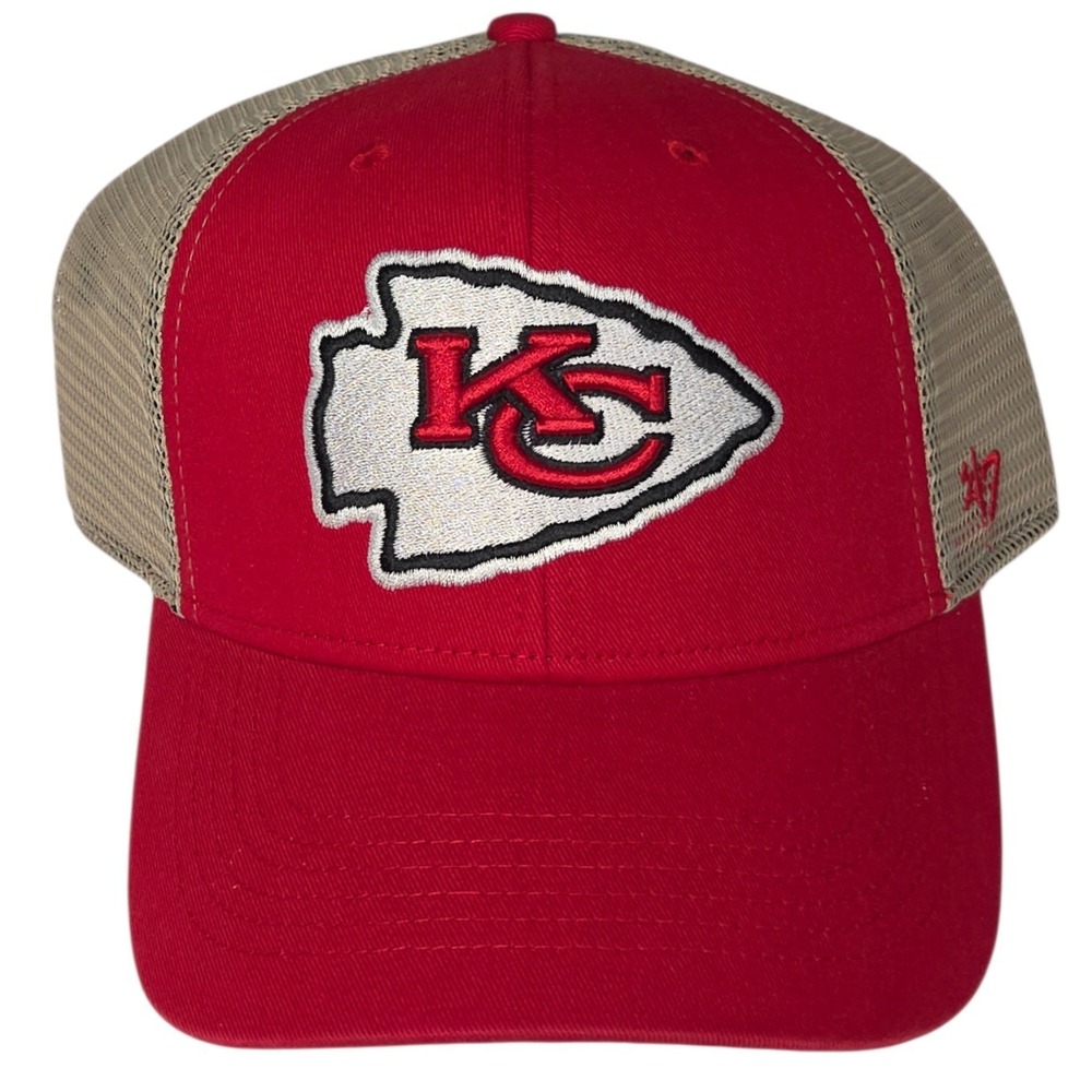 Kansas City Chiefs‎ Trucker Hat 47 Brand Red Tan Mesh Adjustable Snapback New